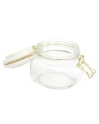 2 Bocaux en verre couvercle en Céramique blanc/doré - 13.2x11.3x10.8 cm