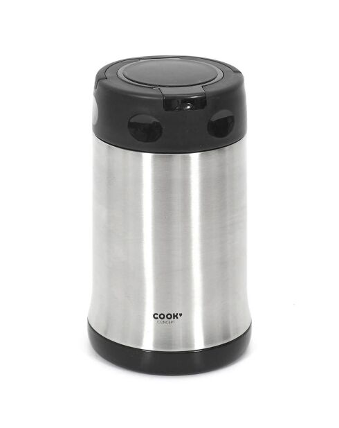 Bol à soupe isotherme avec couvercle inox/noir - 50 cl