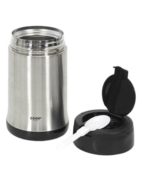 Bol à soupe isotherme avec couvercle inox/noir - 50 cl
