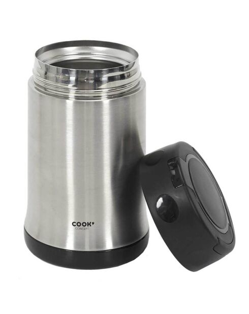 Bol à soupe isotherme avec couvercle inox/noir - 50 cl