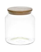 Bocal de conservation verre couvercle bois transparent - 1.9 L