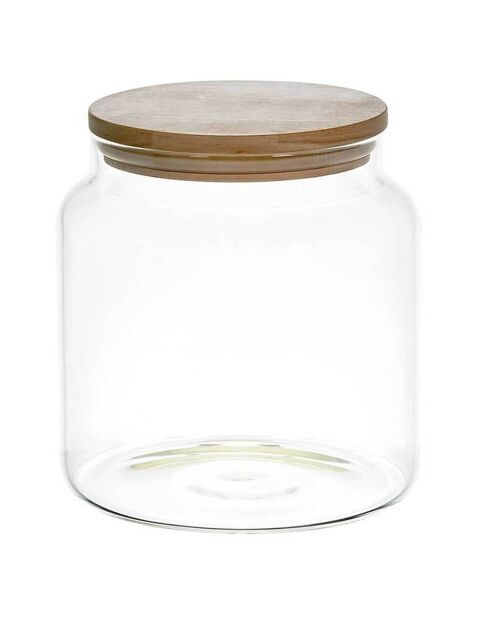 Bocal de conservation verre couvercle bois transparent - 1.9 L