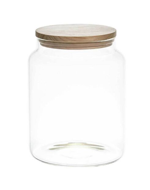 Bocal de conservation verre couvercle bois transparent - 2.4 L