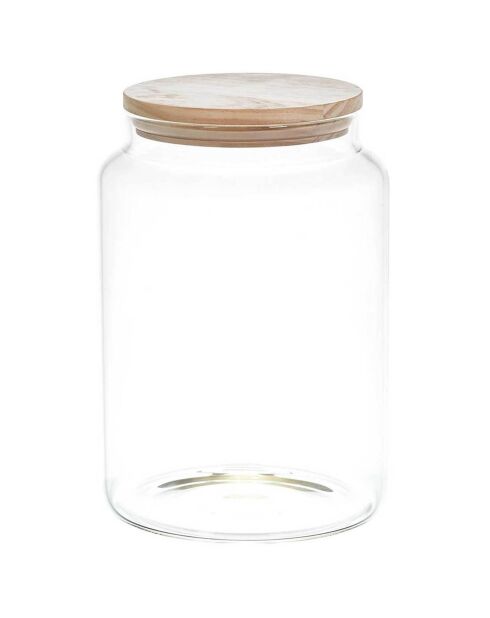 Bocal de conservation verre couvercle bois transparent - 2.9 L