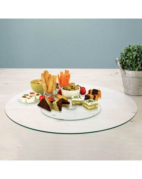 Plateau en verre tournant transparent - 45.5x45.5 cm