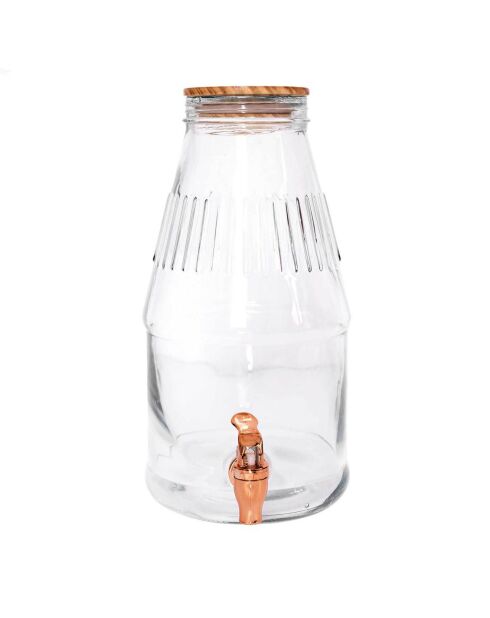 Fontaine avec couvercle en bois transparente - 3.8 L