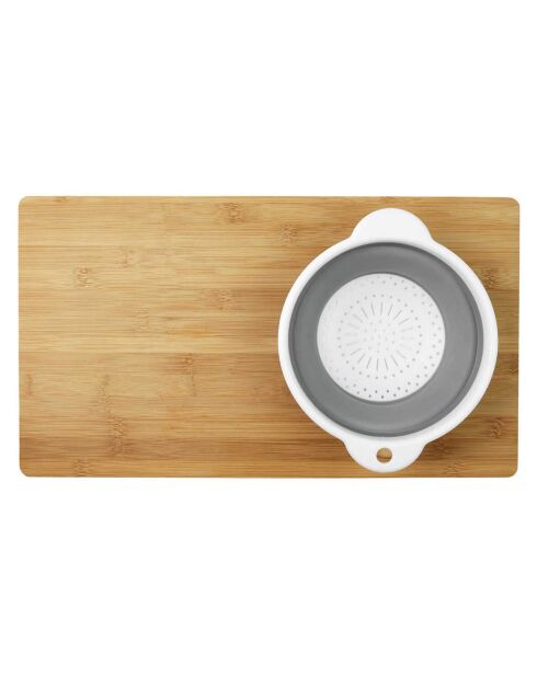 Planche à découper bambou passoire integrée marron/gris - 49.5x29.5 cm
