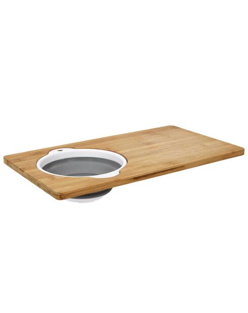 Planche à découper bambou passoire integrée marron/gris - 49.5x29.5 cm