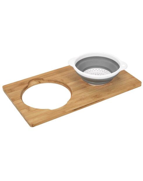 Planche à découper bambou passoire integrée marron/gris - 49.5x29.5 cm