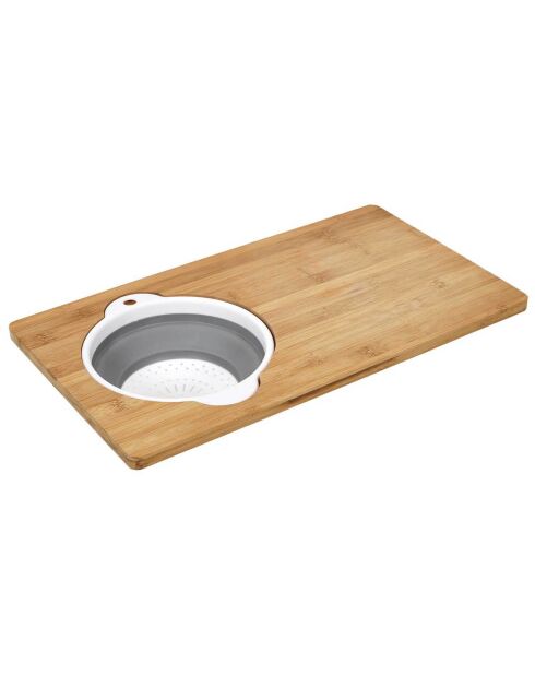 Planche à découper bambou passoire integrée marron/gris - 49.5x29.5 cm