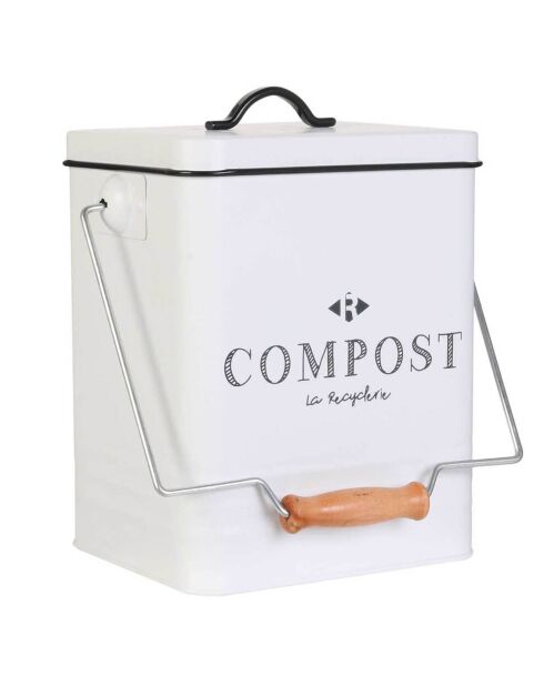 Poubelle de compostage blanc/noir - 5 L