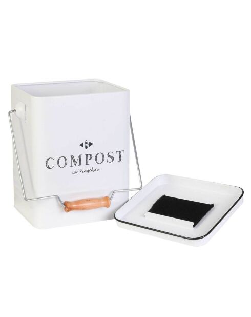 Poubelle de compostage blanc/noir - 5 L