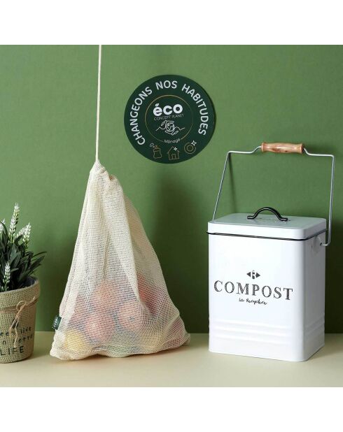 Poubelle de compostage blanc/noir - 5 L