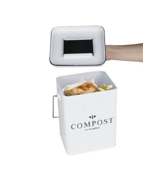 Poubelle de compostage blanc/noir - 5 L