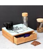 Porte-capsules tiroir bois et verre brooklyn marron/blanc - 10x30x30 cm