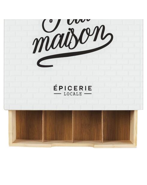 Porte-capsules tiroir bois et verre brooklyn marron/blanc - 10x30x30 cm