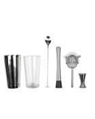 Set à cocktail 5 accessoires et 50 recettes argenté/transparent