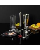 Set à cocktail 5 accessoires et 50 recettes argenté/transparent