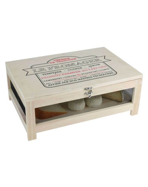 Cave à fromage avec plateau de service marron/noir/rouge - 39x14.9x27.2 cm