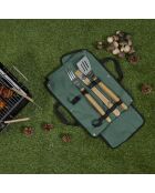4 Ustensiles de barbecue noir/marron/argenté - 45x31.5x15 cm