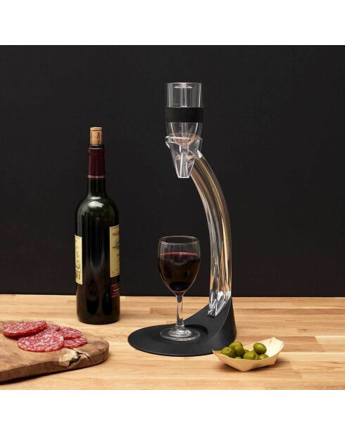 Aérateur de vin avec support noir - 22x31 cm