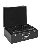 Ménagère avec coffret en bois & tiroir noire - 84 pièces