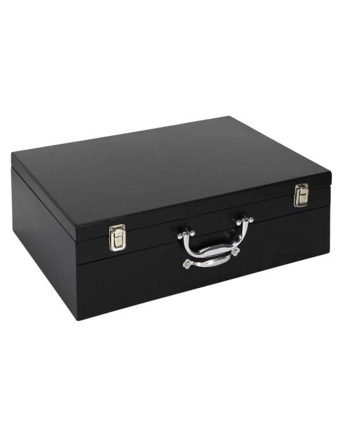 Ménagère avec coffret en bois & tiroir noire - 84 pièces