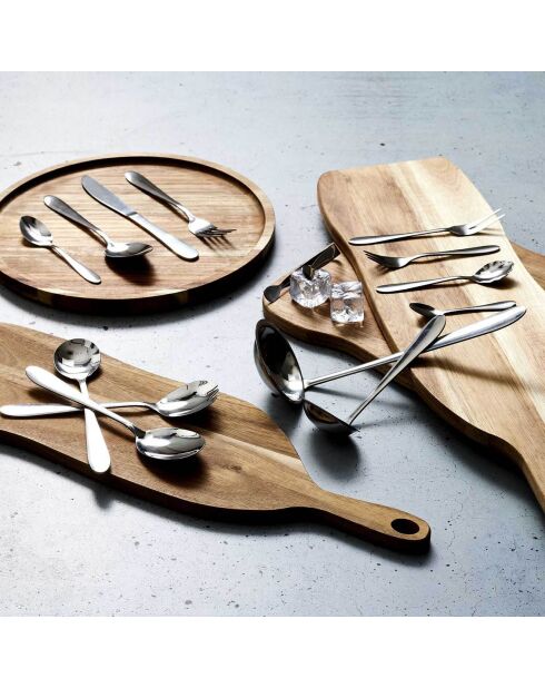 Ménagère avec coffret en bois & tiroir noire - 84 pièces