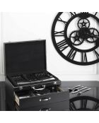 Ménagère avec coffret en bois & tiroir noire - 84 pièces