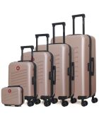 4 Valises 4 roues doubles 75/65/55/42 cm & Vanity Zurich rose doré