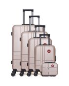 4 Valises 4 roues doubles 75/65/55/42 cm & Vanity Uster rose doré