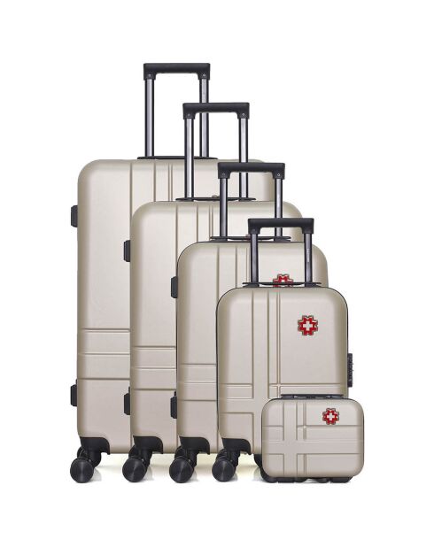 4 Valises 4 roues doubles 75/65/55/42 cm & Vanity Uster beiges