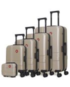 4 Valises 4 roues doubles 75/65/55/42 cm & Vanity Uster beiges