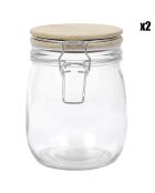 2 Bocaux de conservation couvercle bambou transparent - 75 cl