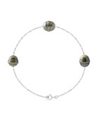 Bracciale Trylogy in oro bianco e perle coltivate di Tahiti cerchiate grigio/verde