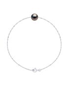 Prestige halsketting met witgoud en zwarte ronde Tahitiaanse cultuurparel