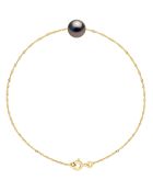 Prestige halsketting geelgoud en zwarte ronde Tahitiaanse cultuurparel