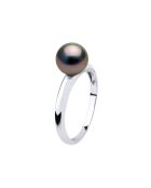 Bague Or Blanc & Perle de Culture de Tahiti ronde noire