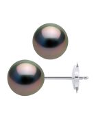 Prestige-Ohrringe aus Weißgold und runden schwarzen Tahiti-Zuchtperlen