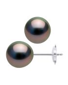 Prestige-Ohrringe aus Weißgold und runden schwarzen Tahiti-Zuchtperlen