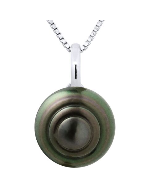 Witgouden hanger van Bail & Tahitian Cultured Pearl met een zwarte Tahiti-ring