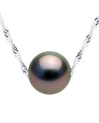 Prestige-Halskette aus Weißgold und Tahiti-Zuchtperle rund aus schwarzem Tahiti