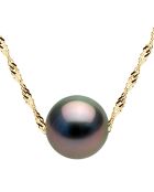 Prestige-Halskette aus Gelbgold und Tahiti-Zuchtperle rund aus schwarzem Tahiti