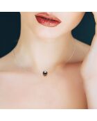 Witgouden halsketting en Tahitiaanse gekweekte parel, rond zwart Tahiti