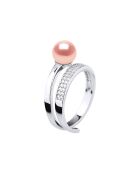 Bague Jonc Argent & Perle d'Eau Douce ronde rose