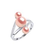 Bague Trilogy Argent & Perles d'Eau Douce boutons roses