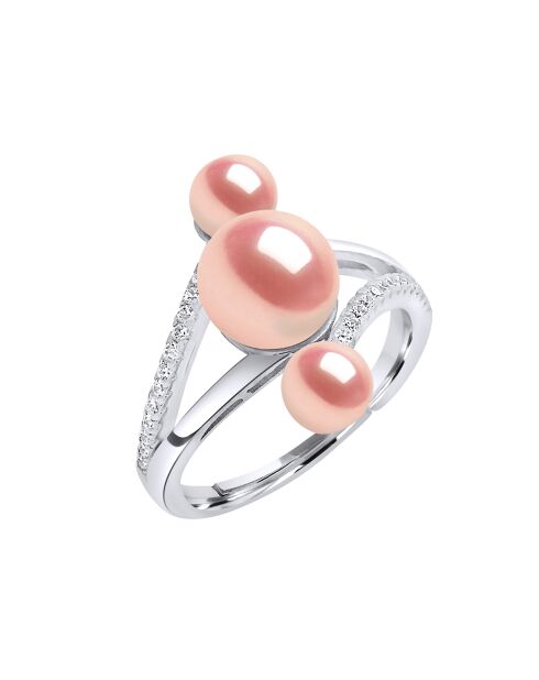 Bague Trilogy Argent & Perles d'Eau Douce boutons roses