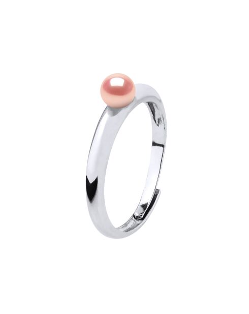 Bague Jonc mini Argent & Perle d'Eau Douce bouton rose