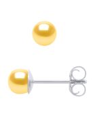 Boucles d'oreilles Argent & Perles d'Eau Douce boutons dorées
