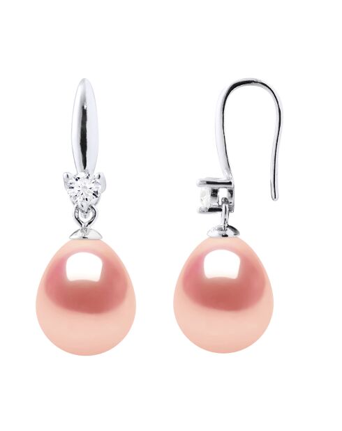 Süßwasserperlenohrringe aus Silber und rosa Birne